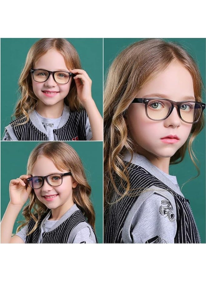 Kids Blue Light Blocking Glasses girls boys 2 pack computer video gaming glasses for kids girls boys Age 3-10,Anti blue light & Headache transparent grey  + transparent - Image 5